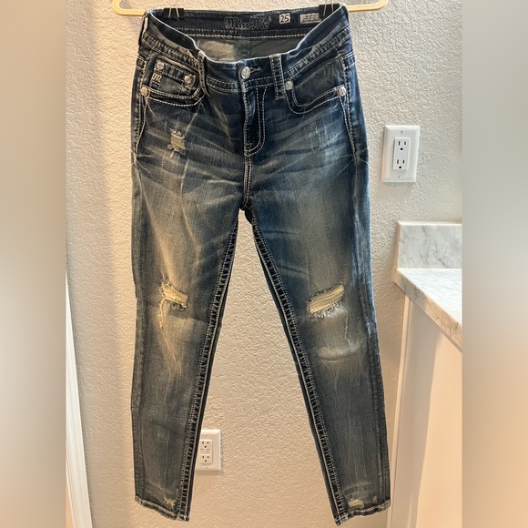 “Distressed Paisley” Miss Me Women’s Mid Rise Curvy Ankle Skinny Jeans (size 25) - Picture 11 of 11